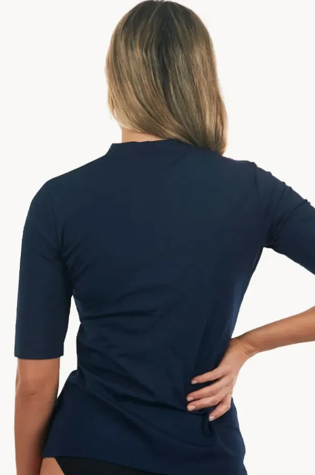 Rashies & Sunsuits|Babes In The Shade Classic Zip Short Sleeve Suntop Navy