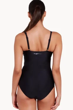 One Pieces|Zoggs Classique Ruched Front One Piece Black/white