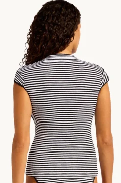 Rashies & Sunsuits|Seafolly Clubhouse Cap Sleeve Suntop Black