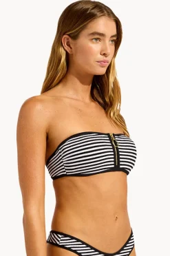 Bikini Tops|Seafolly Clubhouse Zip Front Bandeau Black