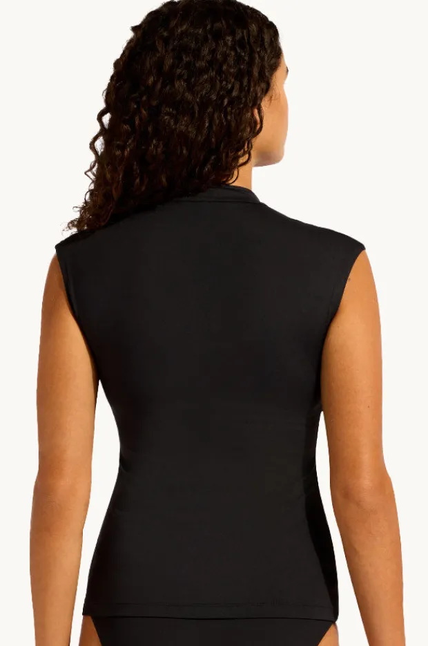 Rashies & Sunsuits|Seafolly Collective Cap Sleeve Suntop BLACK