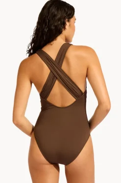 One Pieces|Seafolly Collective Cross Back One Piece Dark chocolate
