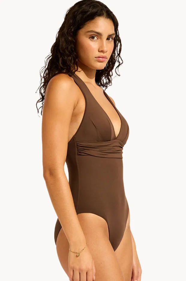 One Pieces|Seafolly Collective Cross Back One Piece Dark chocolate