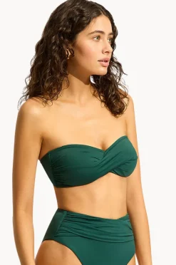Bikini Tops|Seafolly Collective Twist Bandeau Evergreen