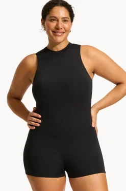 One Pieces|Seafolly Collective Zip Back Boyleg One Piece BLACK