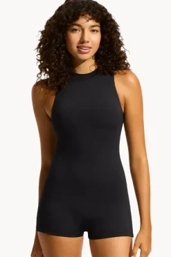 One Pieces|Seafolly Collective Zip Back Boyleg One Piece BLACK