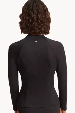 Rashies & Sunsuits|Seafolly Collective Zip Suntop BLACK