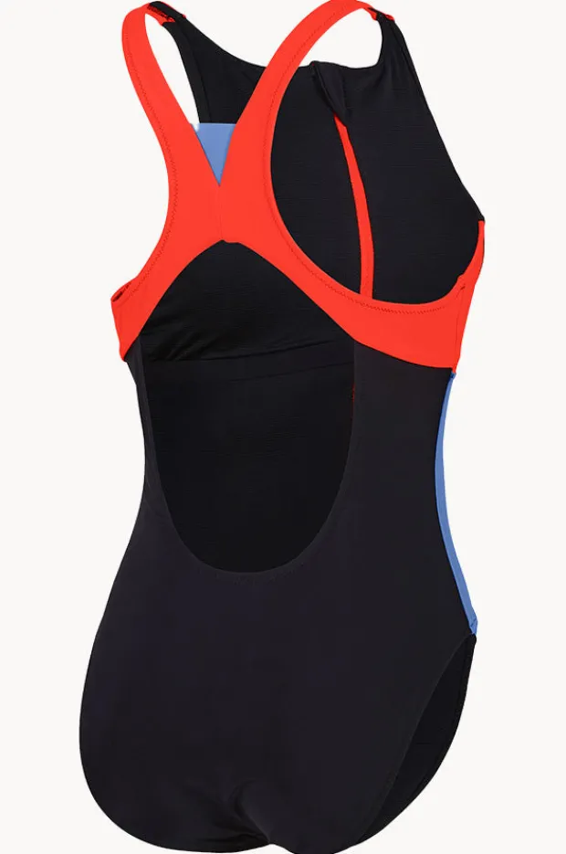 One Pieces|Speedo Colourblock Zip One Piece Black
