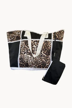 Beach Bags|Bags|Cherry Red Combo XLarge Nylon Zip Beach Bag Leopard