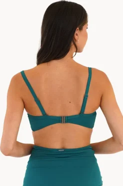 Bikini Tops|Moontide Contours F Cup Cross Front Bra Evergreen