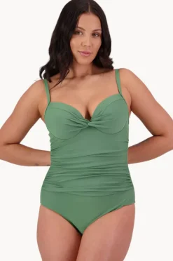 One Pieces|Moontide Contours F Cup Cross Front One Piece Khaki