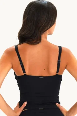 Tankini Tops|Moontide Contours F/G Cup Tie Front Tankini Separate Black