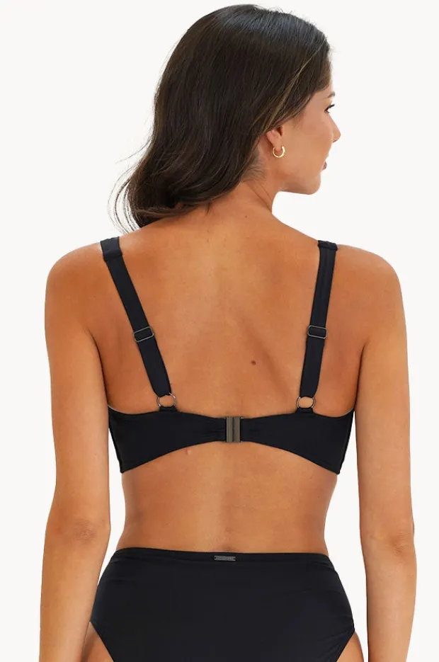 Bikini Tops|Moontide Contours F/G Cup Tie Front Bra Black