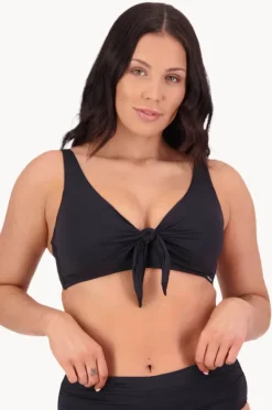 Bikini Tops|Moontide Contours F/G Cup Tie Front Bra Black