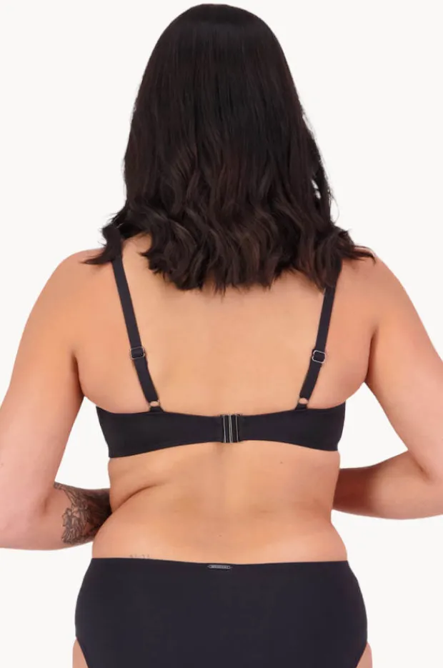 Bikini Tops|Moontide Contours F/G Cup Tie Front Bra Black