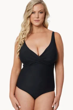 One Pieces|Moontide Contours F/G Cup Wrap Front One Piece Black
