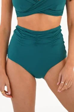 Bottoms|Moontide Contours Gathered High Waist Pant Evergreen