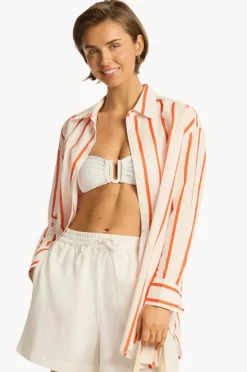 Tops|Sea Level Corfu Stripe Shirt Flame