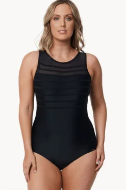 One Pieces|Jantzen Cosmopolitan Mesh Bar High Neck One Piece BLACK
