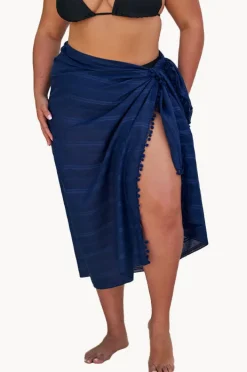 Sarongs|Capriosca Cotton Long Sarong Navy