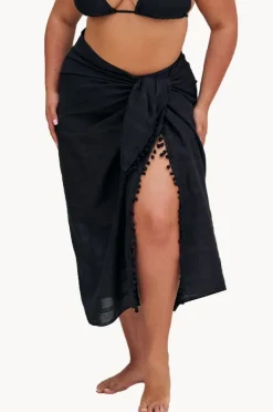 Sarongs|Capriosca Cotton Long Sarong BLACK