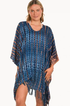 Overswim|Sundrenched Crackle Tie Dye V Neck Cover Up Navy