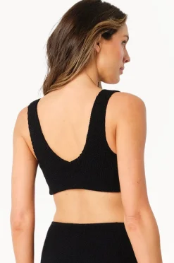 Bikini Tops|Une Piece Crinkle Classic Ring V Neck Bralette Black