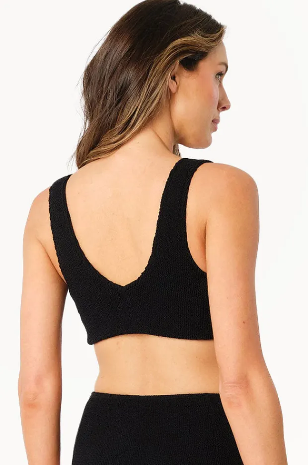 Bikini Tops|Une Piece Crinkle Classic Ring V Neck Bralette Black