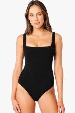 One Pieces|Une Piece Crinkle Classic Square Neck One Piece Black
