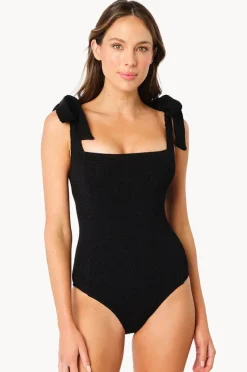 One Pieces|Une Piece Crinkle Classic Square Neck One Piece Black