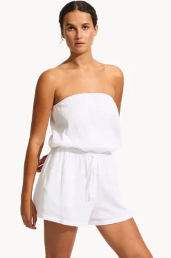 Travel|Playsuits|Seafolly Crinkle Playsuit WHITE