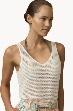 Tops|Monte u0026 Lou Crochet Singlet Natural