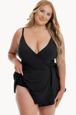 One Pieces|Togs Swimwear Cross Over Swim Dress BLACK