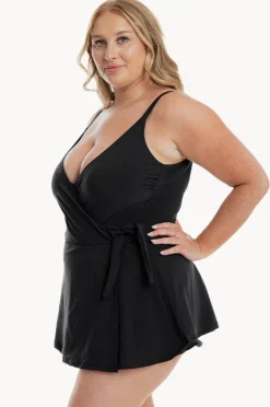 One Pieces|Togs Swimwear Cross Over Swim Dress BLACK