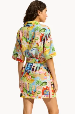 Dresses|Seafolly Cuba Mini Shirt Dress Turquoise