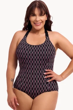 One Pieces|Funkita Curvy Queen Brace Me Back One Piece Black/pink