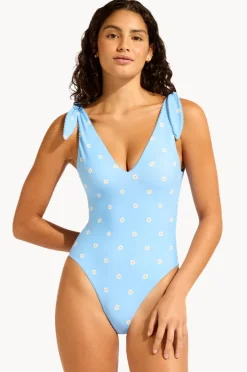 One Pieces|Seafolly Daisy Chain Deep V Neck Maillot Powder blue
