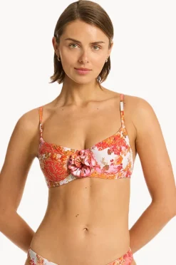 Bikini Tops|Sea Level Daisyfield Balconette Bra Coral