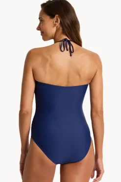 One Pieces|Monte u0026 Lou DD/E Cup Coral Edge Bandeau One Piece Navy