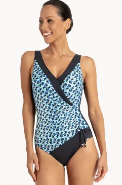 One Pieces|Jantzen Deco Gathered Cross Over One Piece Navy