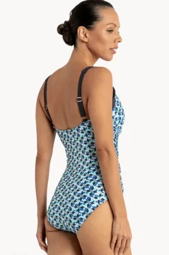 One Pieces|Jantzen Deco Ruched Cross Over One Piece Navy