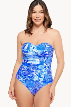 One Pieces|Togs Swimwear Delta Bandeau One Piece Blue/White