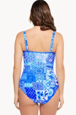 One Pieces|Togs Swimwear Delta Bandeau One Piece Blue/White