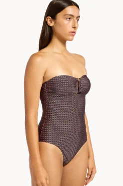 One Pieces|Jets Desert Geo Bandeau One Piece Chocolate