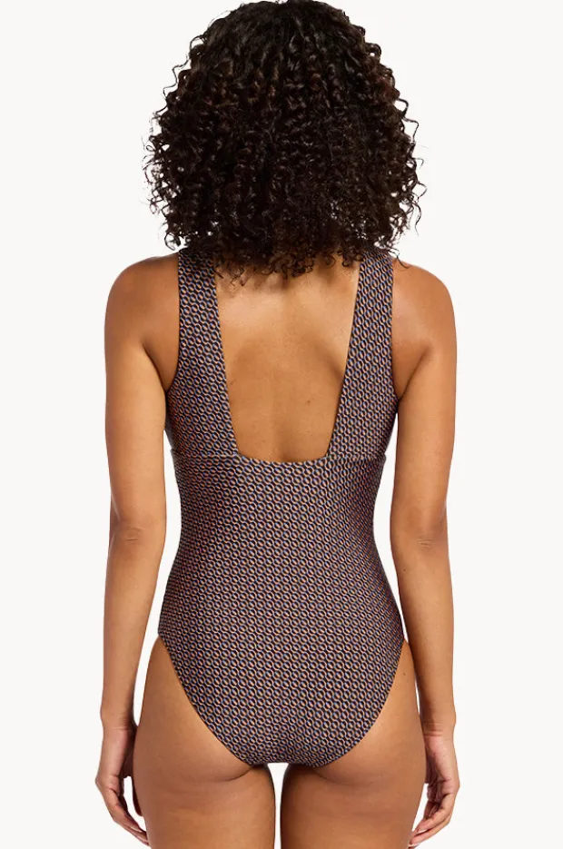 One Pieces|Jets Desert Geo Plunge One Piece Chocolate