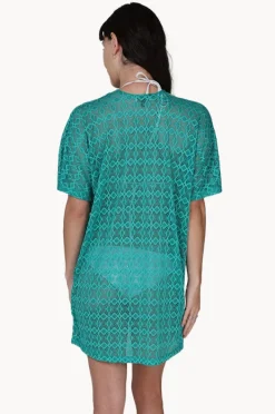 Overswim|J.valdi Diamante Open Front Kimono Emerald