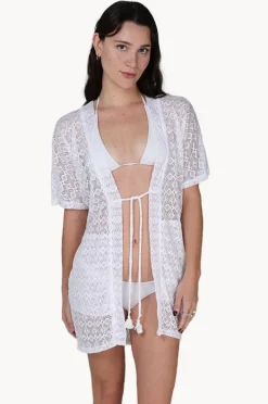 Overswim|J.valdi Diamante Open Front Kimono White