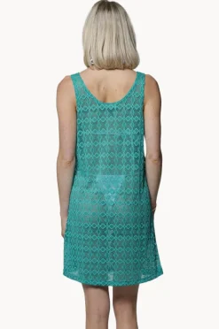Overswim|J.valdi Diamante Scoop Neck Tank Dress Emerald