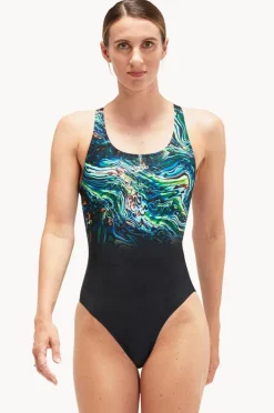 One Pieces|Speedo Digital Placement Powerback One Piece Black/green