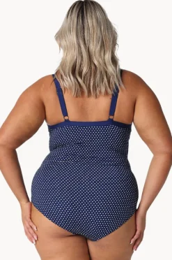 One Pieces|Capriosca Dots DD/E Cup Underwire One Piece Navy